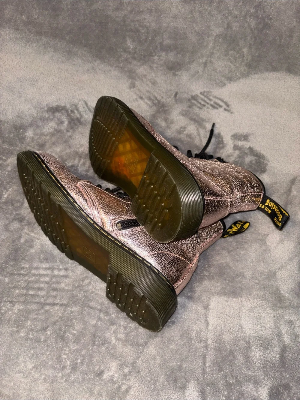 Dr. Martens Metallic Rose Combat Boots with Black Trim